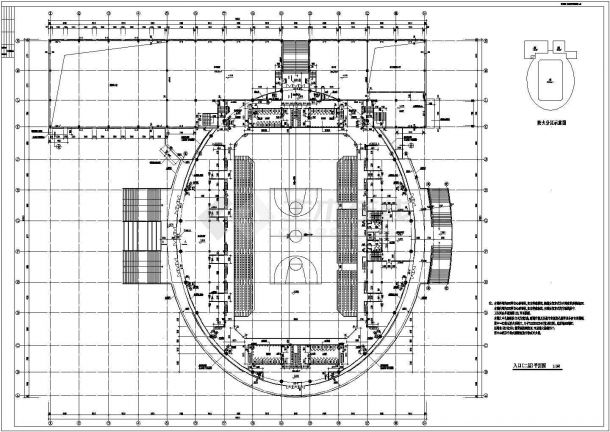 某地区大学体育馆建筑设计施工全套图纸-图二