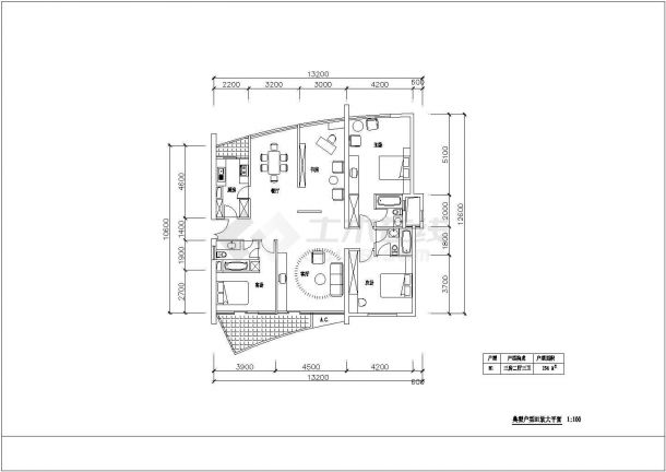 某跃式四房二厅三卫高层建筑CAD设计完整结构图-图一