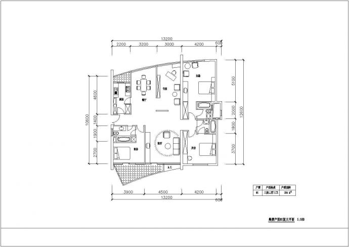 某跃式四房二厅三卫高层建筑CAD设计完整结构图_图1