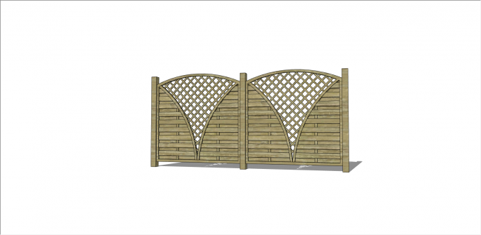 现代木制篱笆栅栏su模型_图1