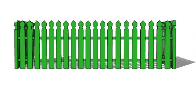 绿色简约篱笆栅栏SU模型_图1