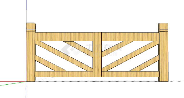 木制现代镂空篱笆栅栏SU模型-图一