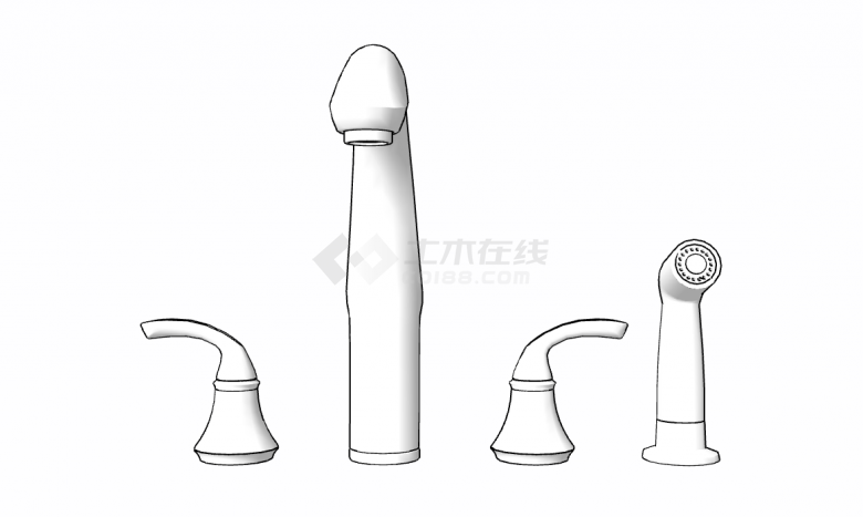 现代北欧浴室卫生间卫浴不同型号的水龙头su模型-图一