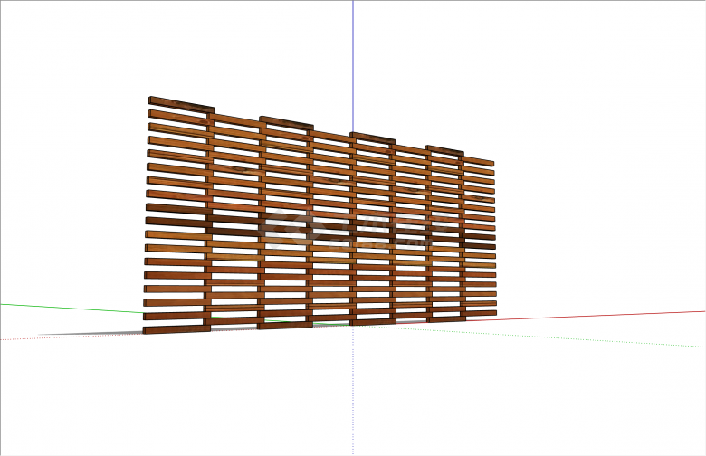 简约木条拼接篱笆栅栏SU模型-图二