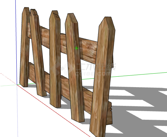 中式原木篱笆栅栏SU模型-图二