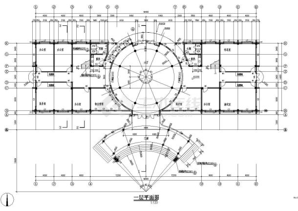 某4层小区会所建筑施工图(含总平面图，平立剖)-图一