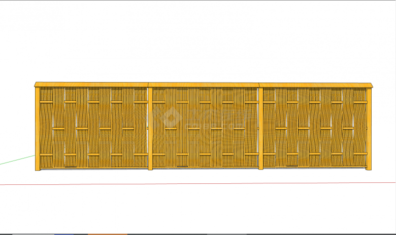 黄色的编织成的篱笆栅栏su模型-图一