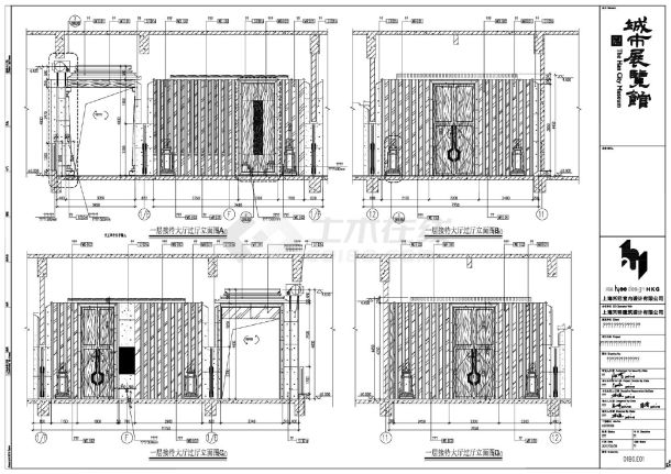 汉中市展览馆室内设计1F-立面点位-接待大厅过厅CAD图-图一