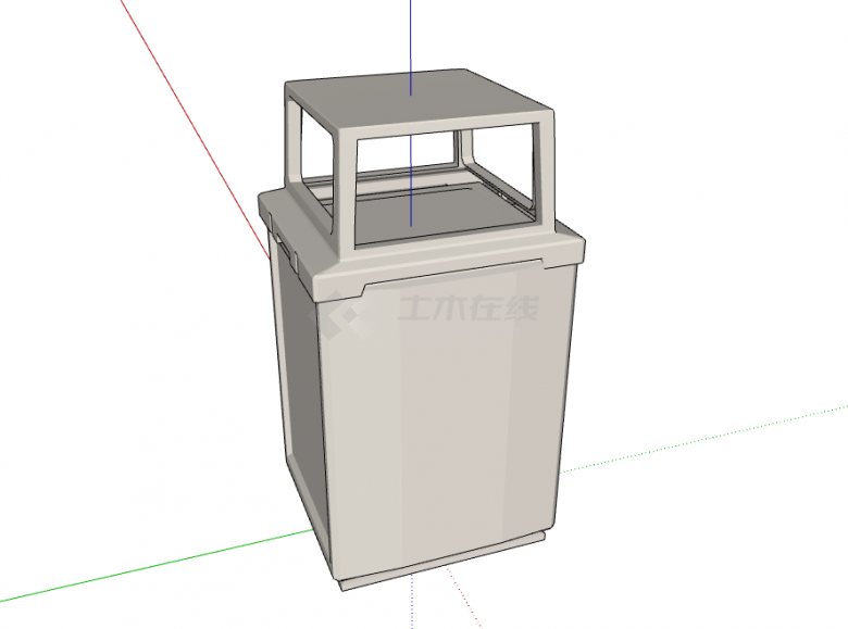 灰色塑料垃圾桶su模型-图二