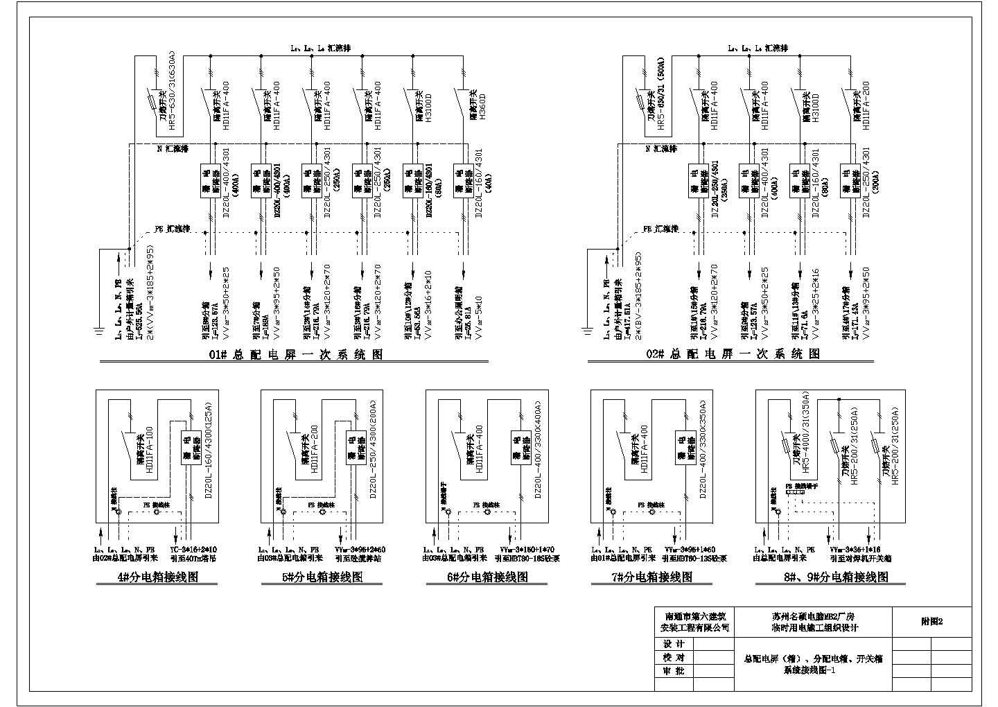某电脑厂房工程临时用电CAD大样设计系统图