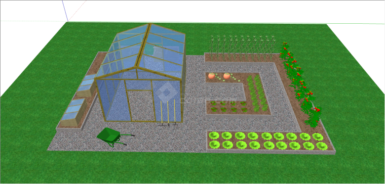 现代多种类蔬菜养殖农场su模型-图二