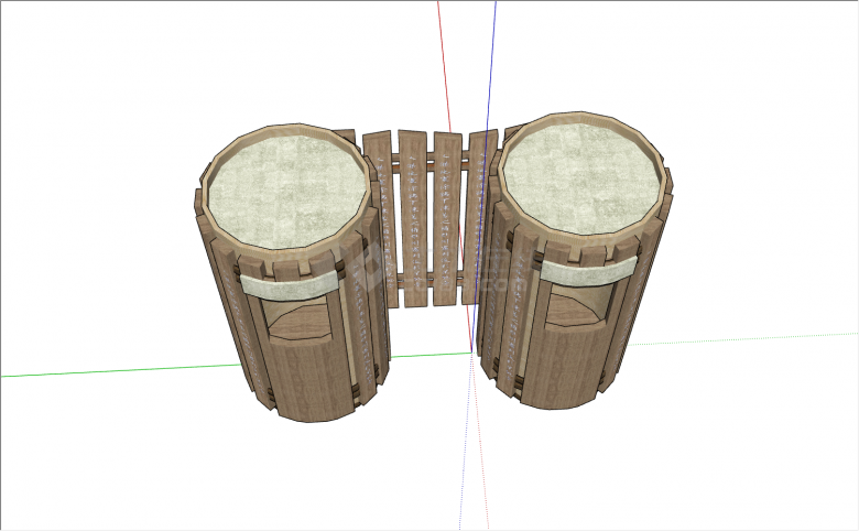 木质模拟竹简带刻字垃圾桶su模型-图二