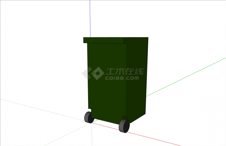  可移动方形现代风格垃圾箱su模型-图二