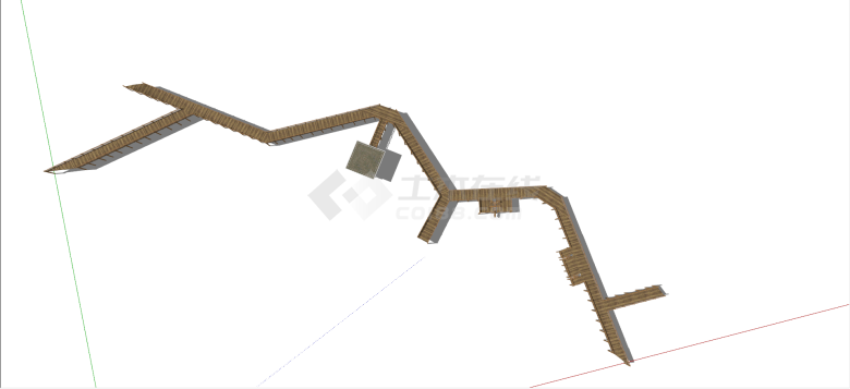 水体半开敞景观栈道SU模型-图二