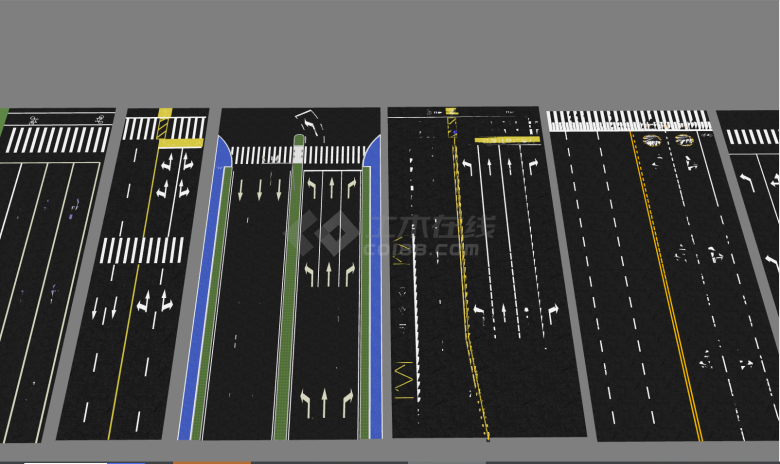 带有各种指示标志的公路道路su模型-图一