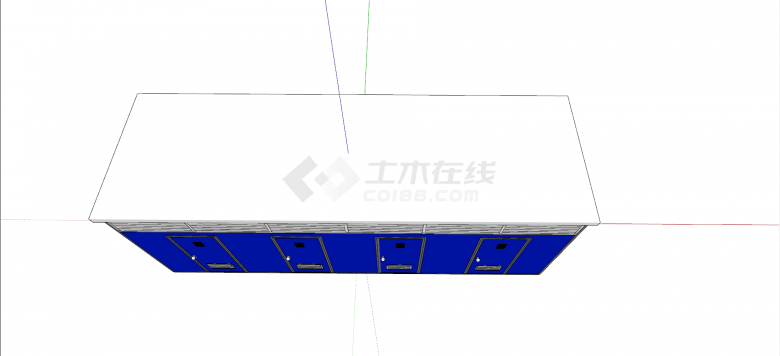 平顶蓝白色集装箱式活动板房SU模型-图二