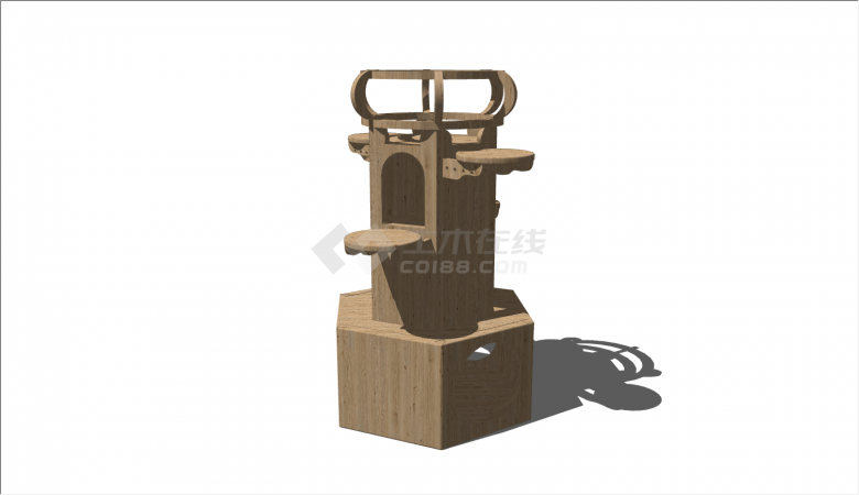 组装简易木质宠物猫猫爬架的SU模型-图二