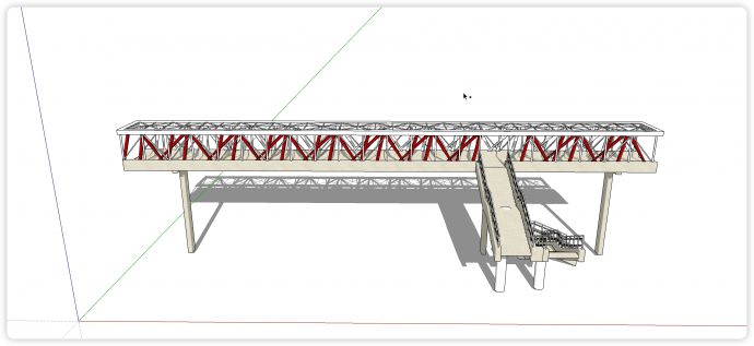 单边步梯瓷砖地板景观桥su模型_图1