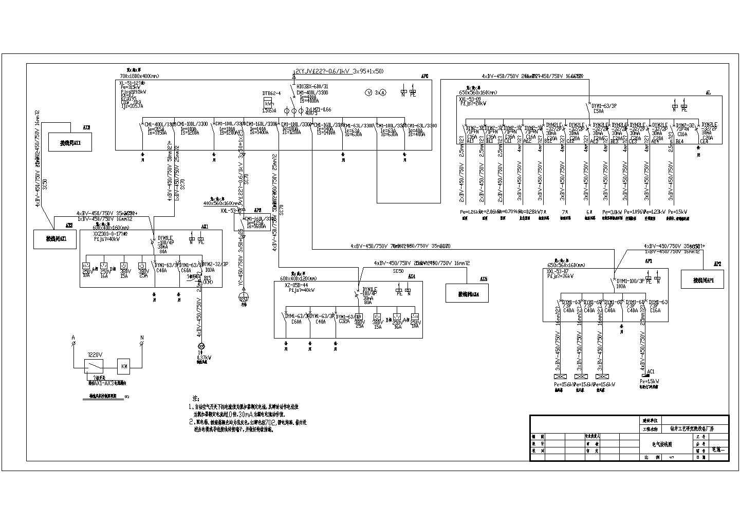 某研究院设备厂房强电CAD详细设计图