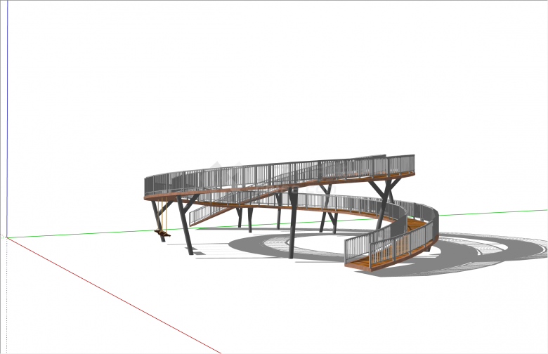 独特旋转式现代景观桥su模型-图二