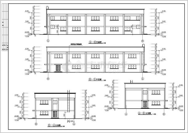 重庆市某700平米2层框架结构精密仪表厂房建筑设计CAD图纸-图二