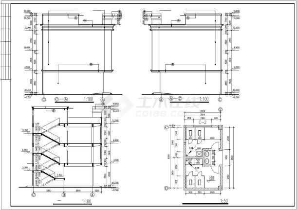 长沙市某罐头工厂1700平米3层框架结构包装车间全套建筑设计CAD图纸-图一