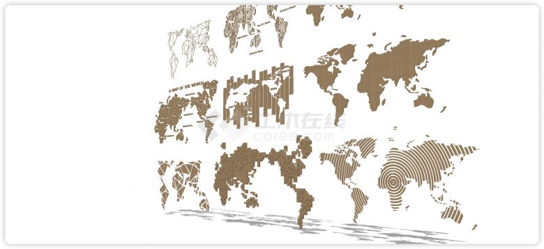 艺术设计世界地图现代北欧地图背景墙墙饰su模型-图二