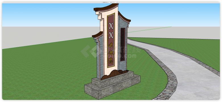 欢迎你标语乡村标识牌su模型-图二