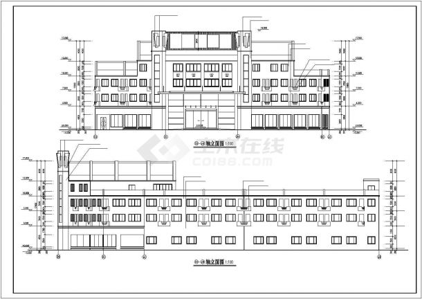某老城区沿街大酒店建筑设计方案CAD图纸-图二