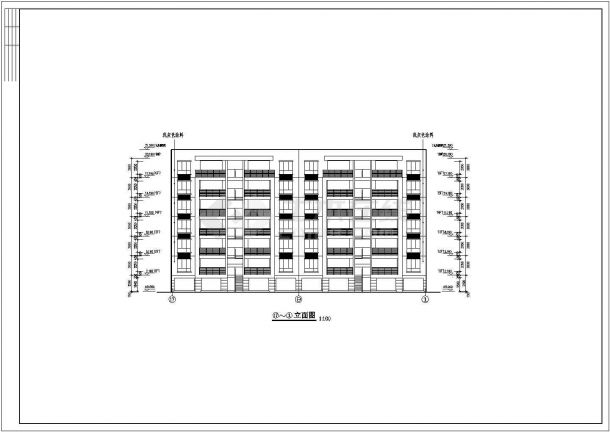 住宅设计_七层二单元对称户型城市小区住宅CAD图-图二