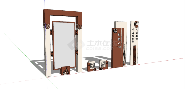 简约中式园林入口标识su模型-图一