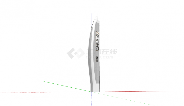 帆型刻字灰色指示牌su模型-图一