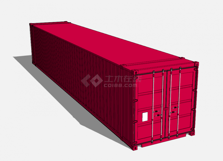枣红色的大型双开门的集装箱SU-图二