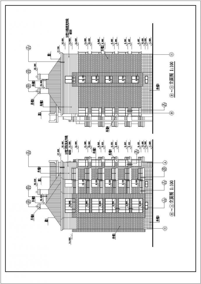 住宅设计_六层二单元阁楼一单元户型对称另一单元不对称CAD图_图1