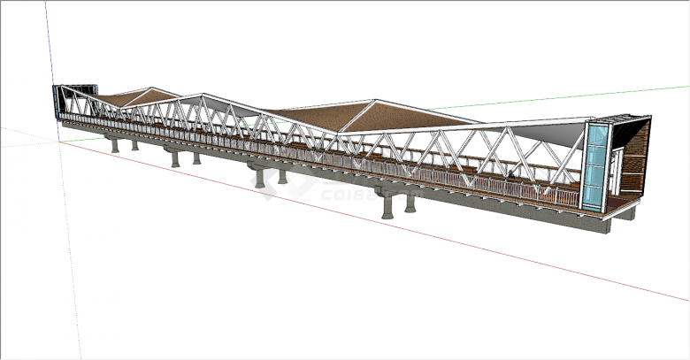 大型现代高速路景观桥su模型-图二