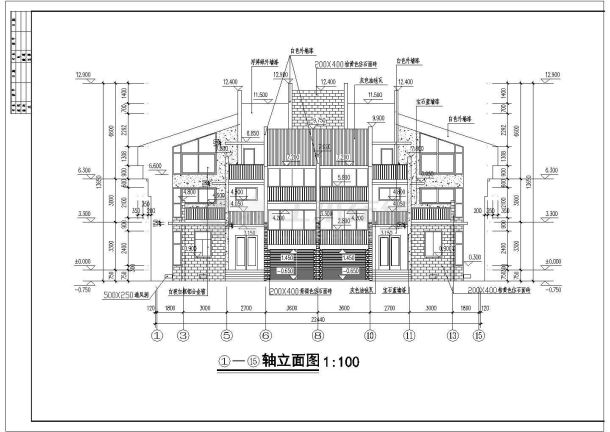 某地区资兴联体别墅建筑设计方案详细施工CAD图纸-图二