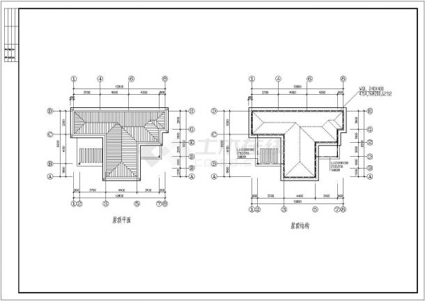 某地区一幢简单的别墅建筑结构设计方案详细施工CAD图纸-图二