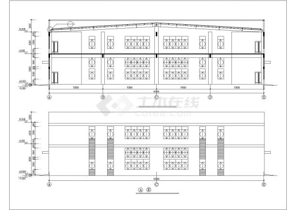 济南市某食品厂5500平米2层全框架结构生产厂房建筑设计CAD图纸-图一