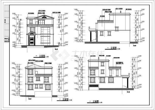 某市区高档小别墅建筑全套详细设计方案施工CAD图纸-图二