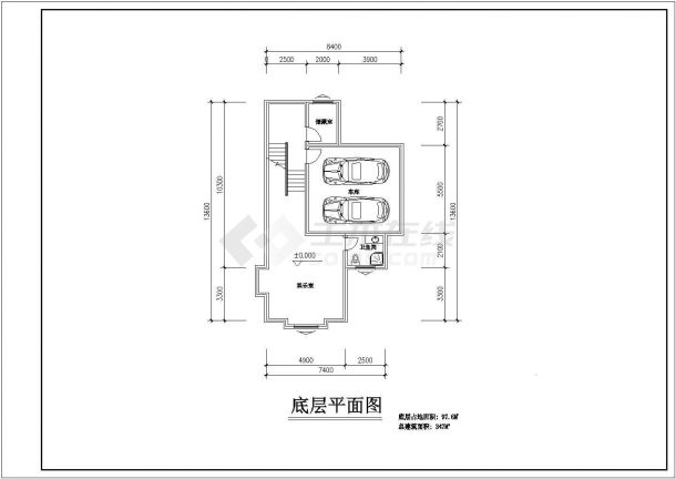 某市区小多层现代联拼别墅建筑详细设计方案施工CAD图纸-图二