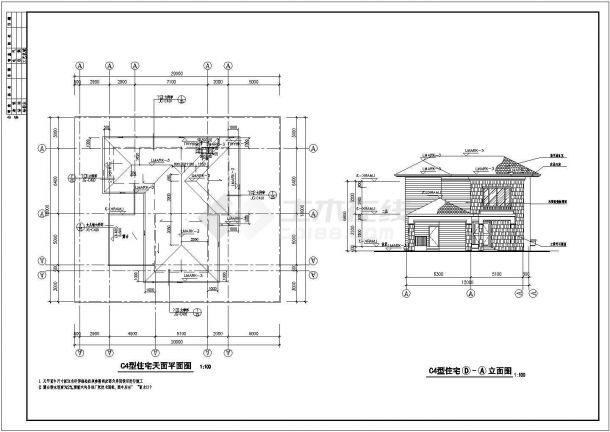 某地市区高档别墅建筑详细设计方案施工全套CAD图纸-图二