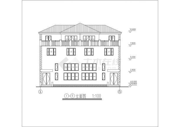 某地区小A型别墅建筑详细设计方案施工CAD图纸-图二