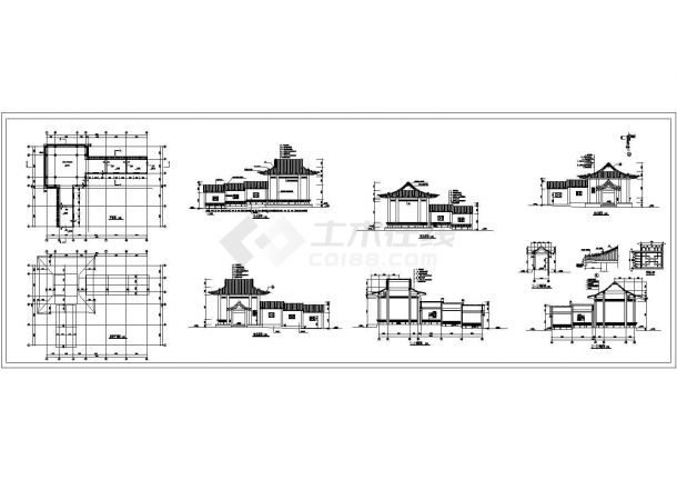 某中式古典风格六角亭设计cad全套建筑方案图-图一