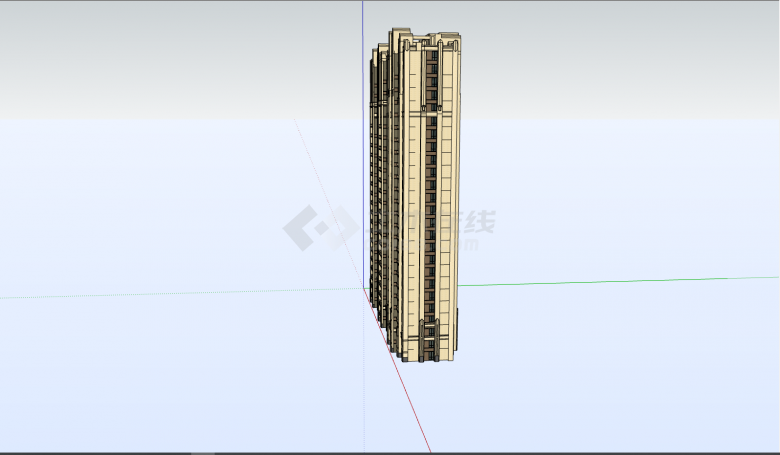 大型长型棕色住宅建筑su模型-图二
