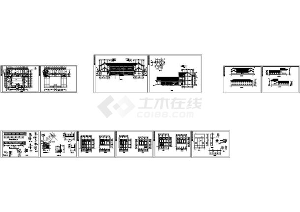 办公楼设计_某大型四合院式办公楼CAD建筑设计图-图一