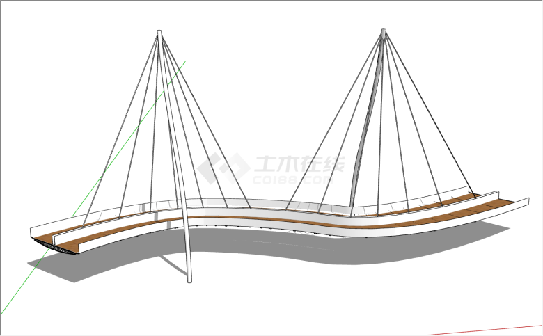 S形双道路木板景观桥su模型-图一