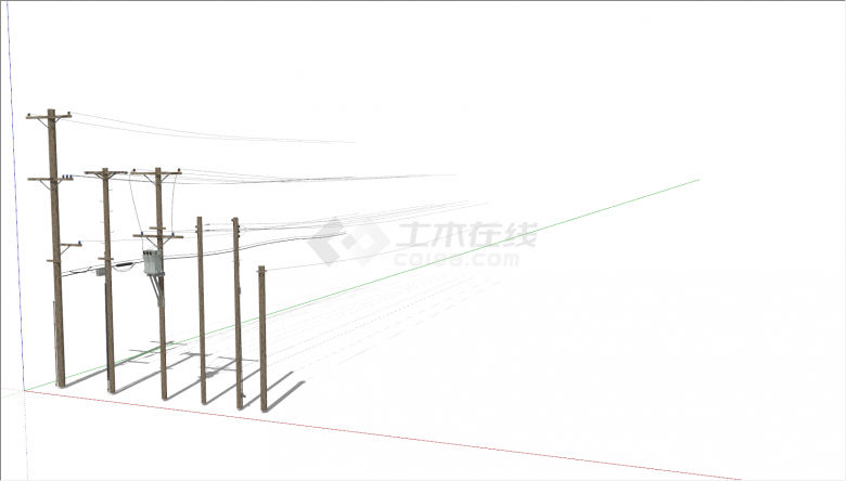 现代不同规格高低电线杆su模型-图二
