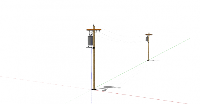 电线杆浅棕色对称组合su模型_图1
