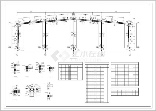 南昌市某工厂2400平米单层门式轻钢结构生产厂房全套建筑设计CAD图纸-图一