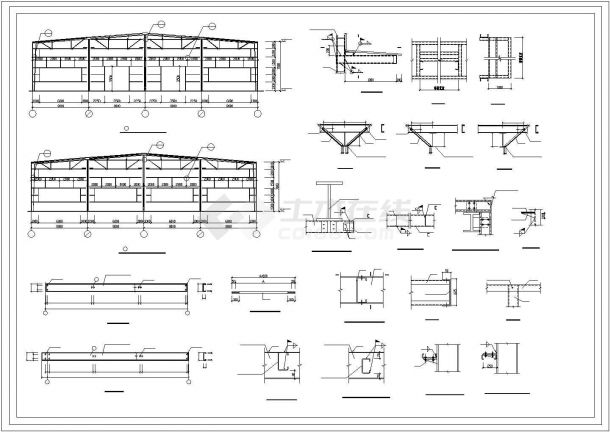 南昌市某工厂2400平米单层门式轻钢结构生产厂房全套建筑设计CAD图纸-图二